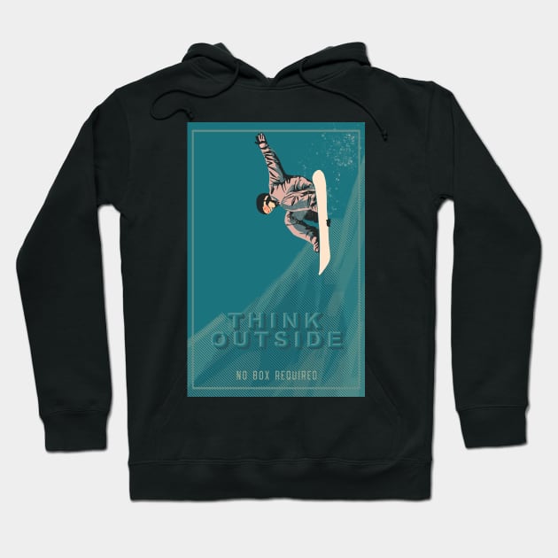 Think Outside No Box Required Retro style Snowboard Poster Hoodie by SFDesignstudio